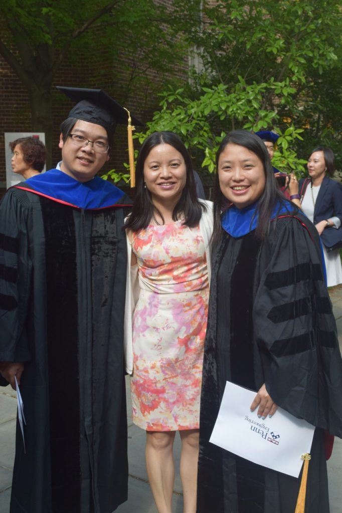 Elaine, Yu & Shu at Commencement, May 2016